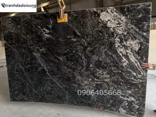 Tranh đá đối xứng Granite màu đen nguyên tấm LM G04