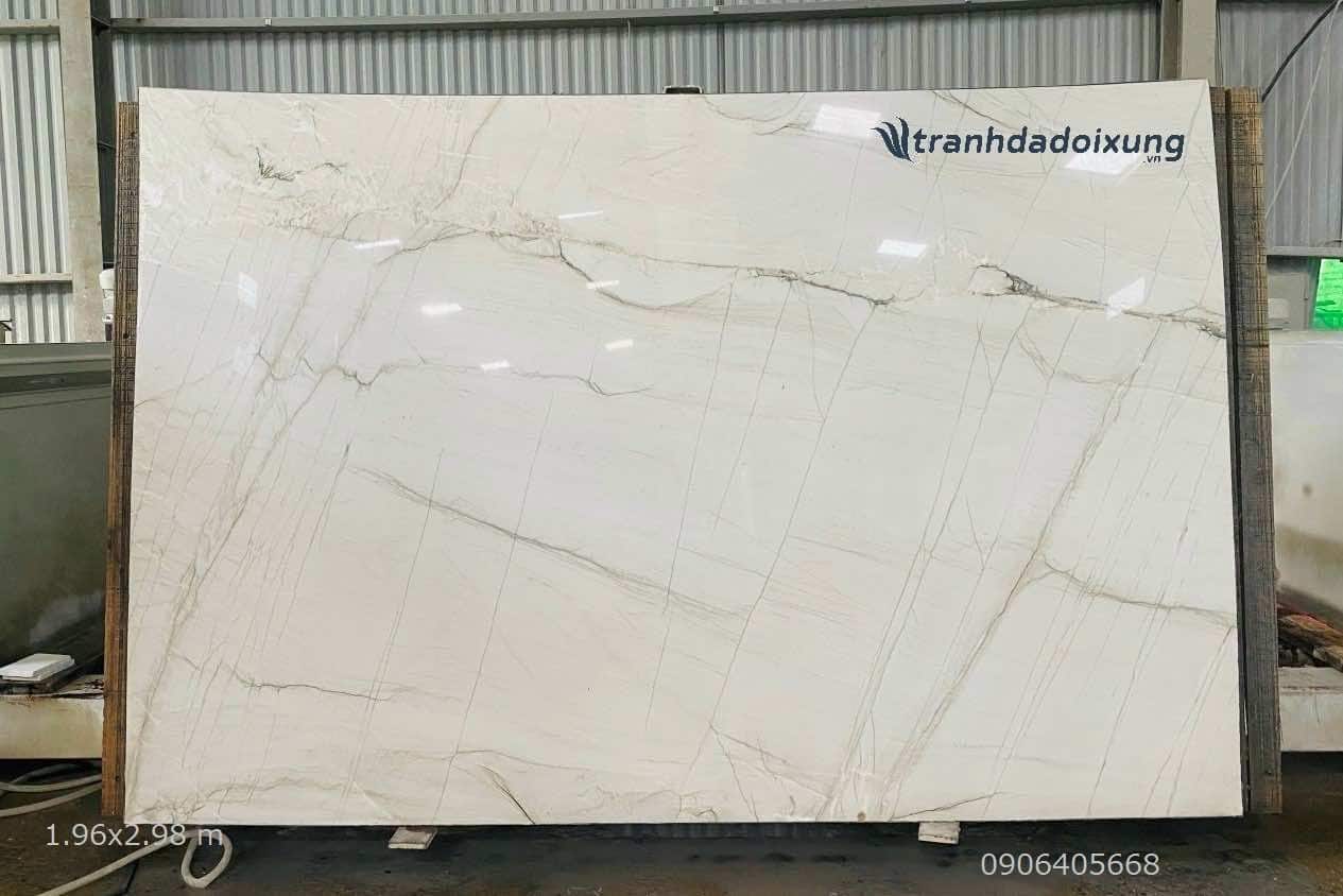 Tranh đá đối xứng marble kem bianco nguyên tấm HP M5