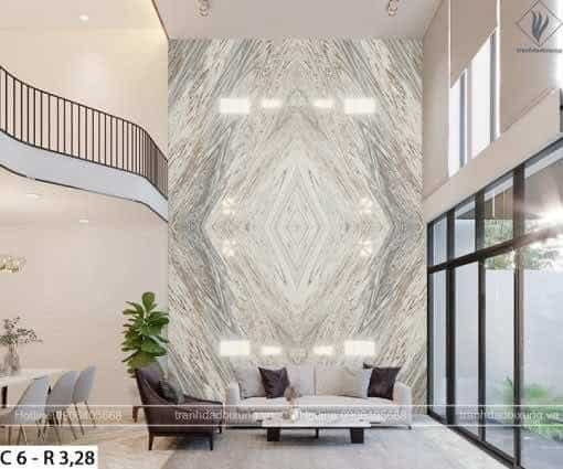Tranh đá đối xứng marble xám khói trang trí phòng khách S M1