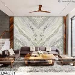 Tranh đá xuyên sáng Onyx Hymalaya màu xanh bạc hà trang trí phòng khách số 2 S O8
