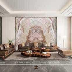 Tranh đá Onyx HD 3-7 trang trí sau sofa phòng khách